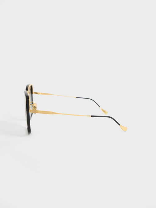 Recycled Acetate Oversized Square Sunglasses, Black, hi-res