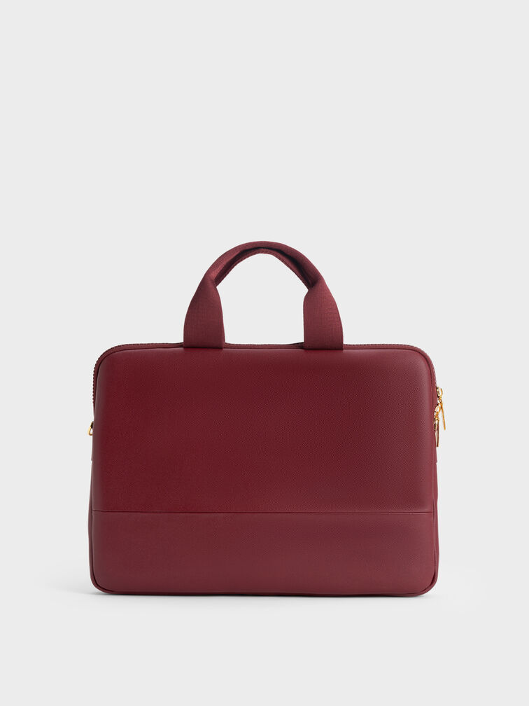 Textured Laptop Bag, Burgundy, hi-res