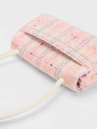 Curved Handle Tweed Shoulder Bag, Multi, hi-res