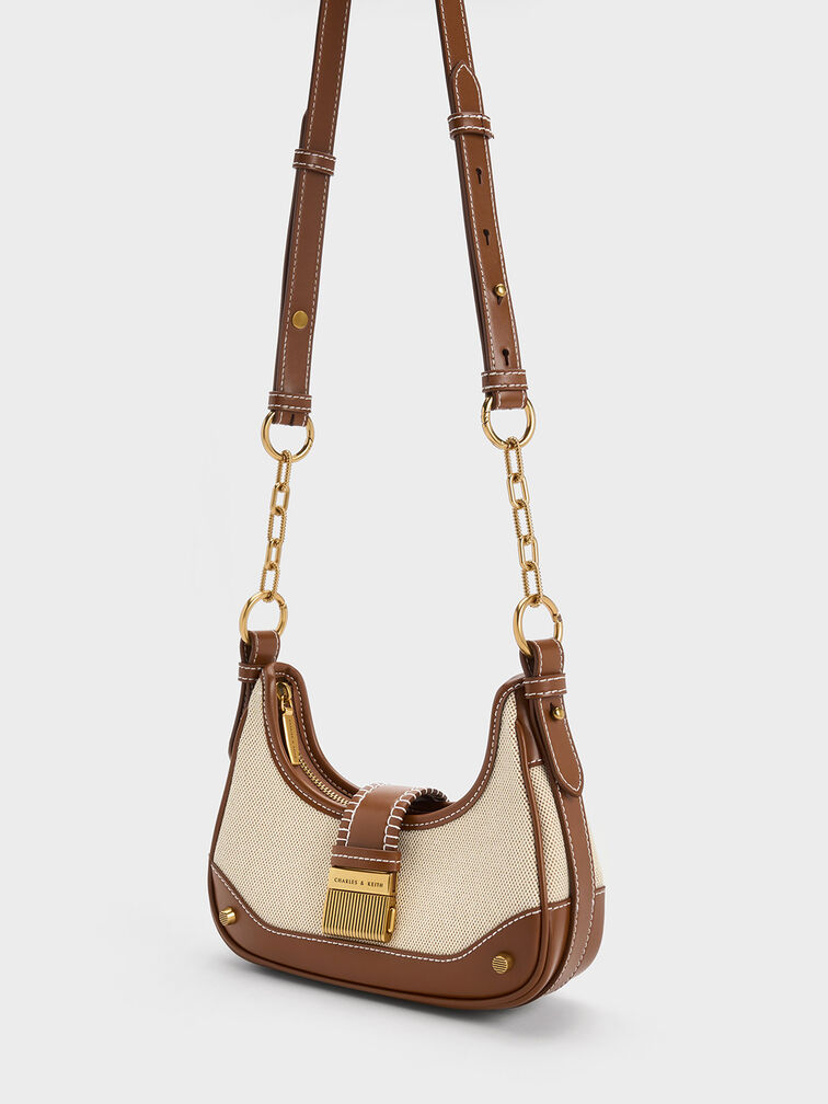 Winslet Canvas Belted Hobo Bag, Chocolate, hi-res