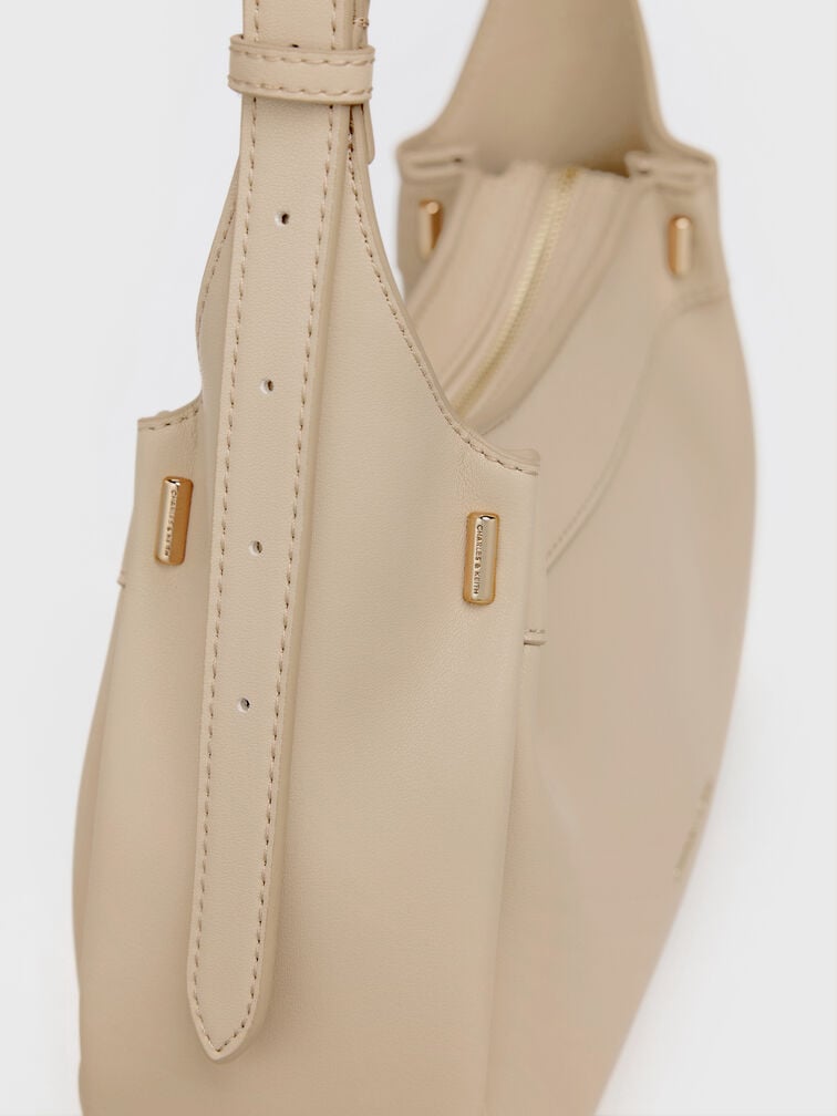 Clarice Pleated Shoulder Bag, Dusted Oat, hi-res