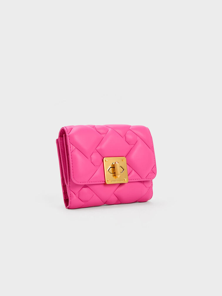 Tillie Quilted Wallet, Fuchsia, hi-res