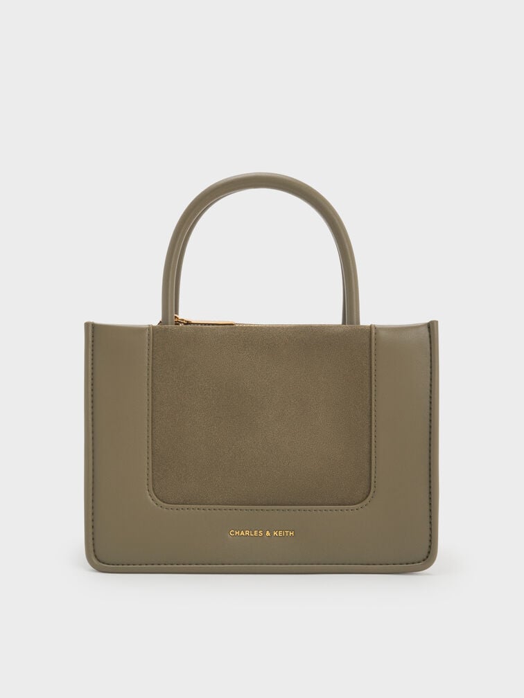 Mini Daylla Recycled Suede Tote Bag, Deep Olive, hi-res