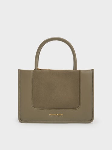 Mini Daylla Recycled Suede Tote Bag, Deep Olive, hi-res