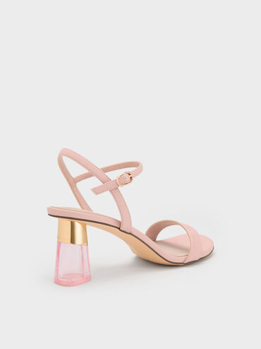 Oleana Clear Trapeze Heel Sandals, Blush, hi-res