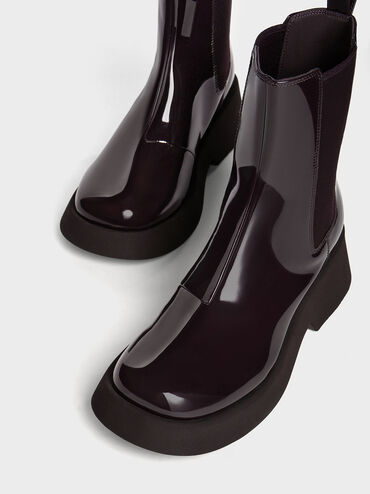 Giselle Patent Chelsea Boots, Maroon, hi-res