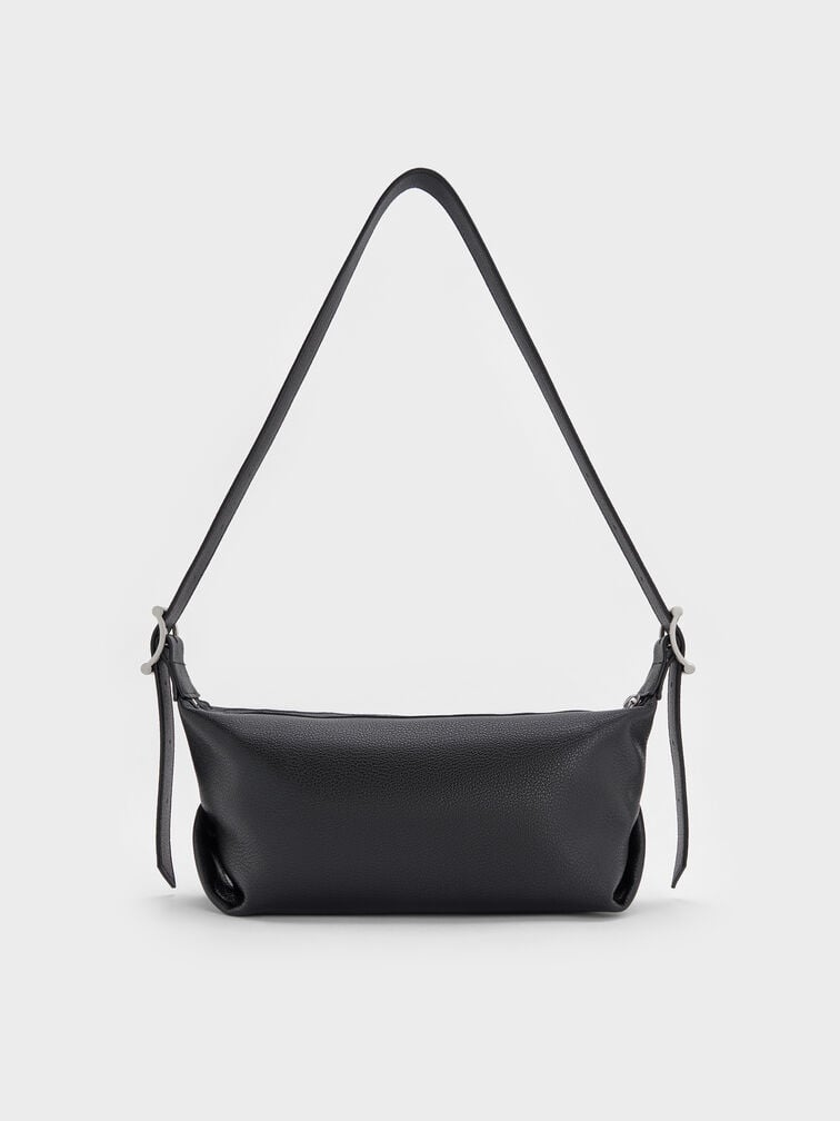 Larsen Buckle-Strap Slouchy Shoulder Bag, Noir, hi-res