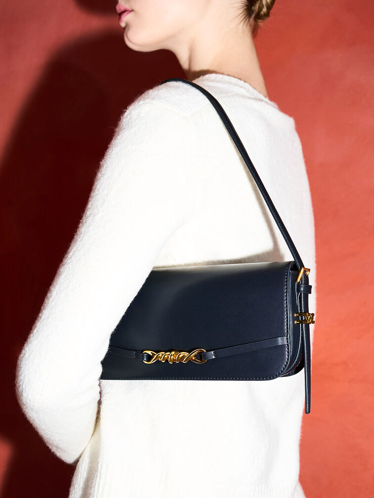Henrietta Shoulder Bag, Navy, hi-res