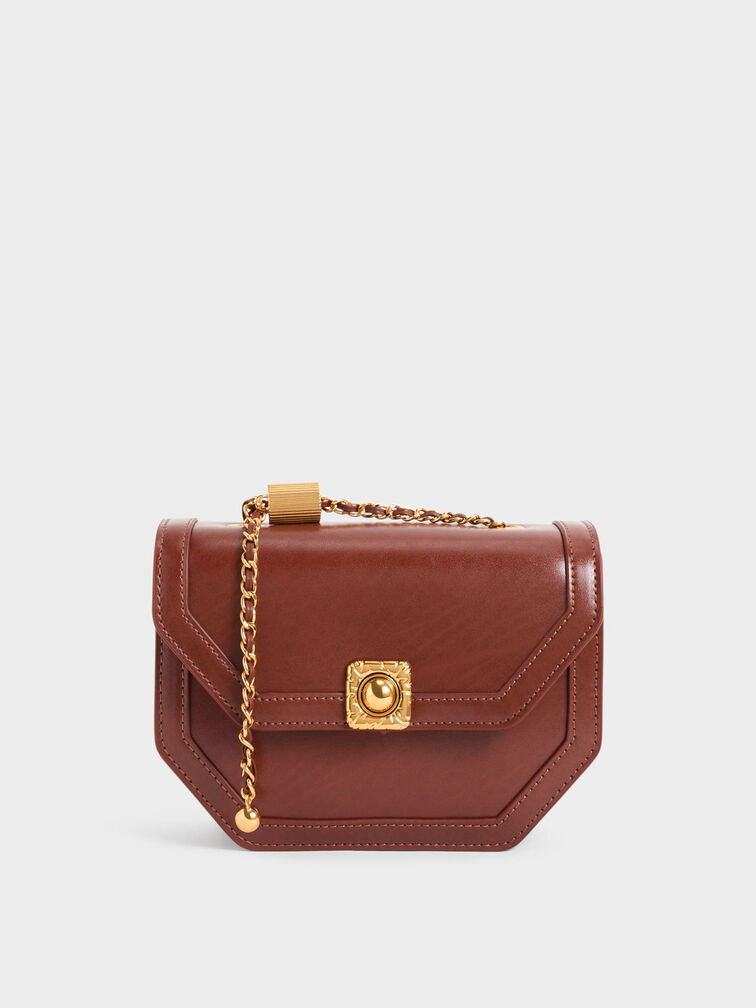 Avis Geometric Shoulder Bag, Chocolate, hi-res