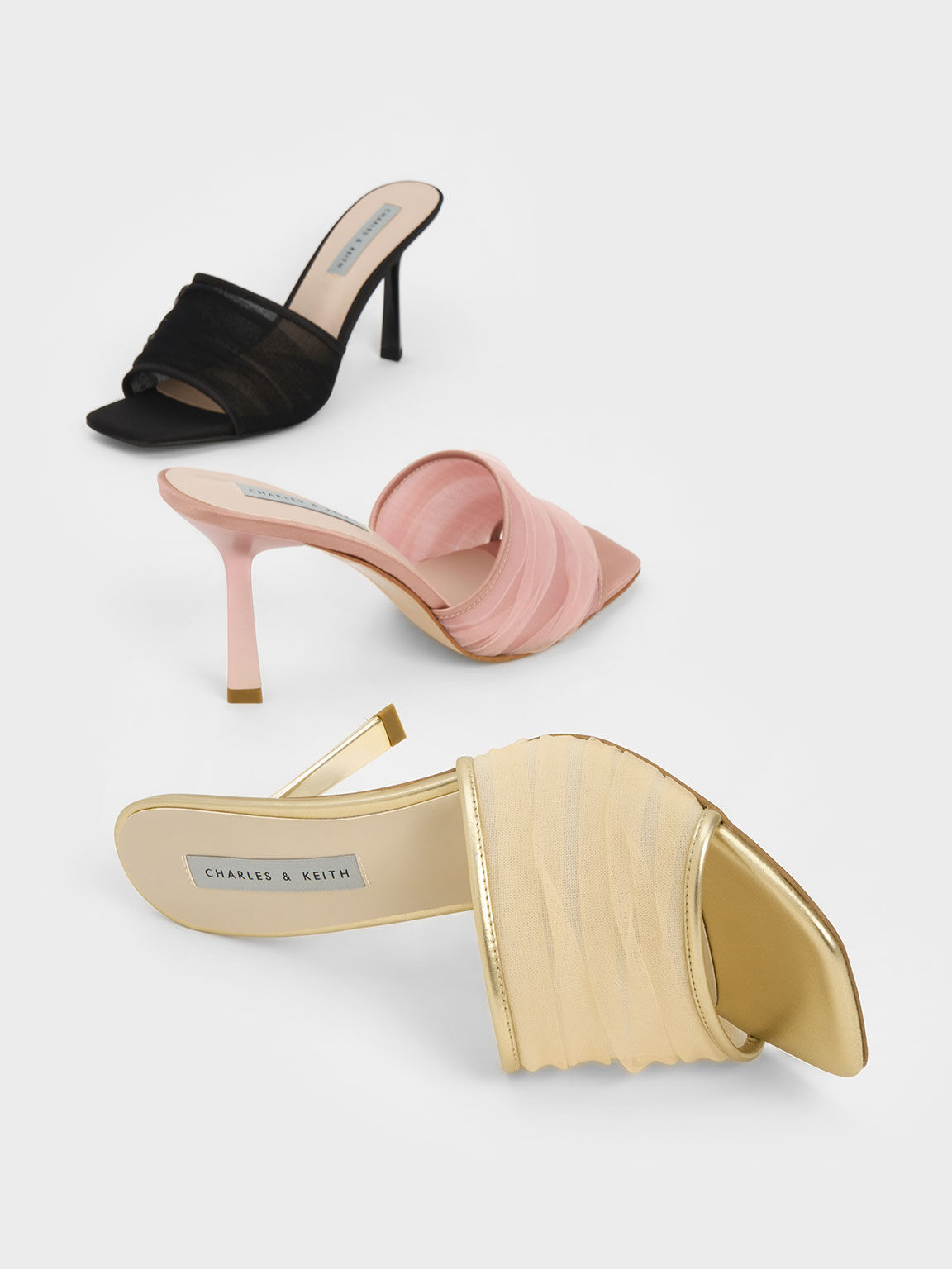 Chalk Cylindrical Heel Back Strap Sandals - CHARLES & KEITH OM