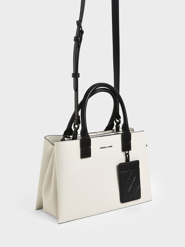 Cameron Double Top Handle Bag, White, hi-res