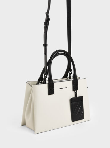 Cameron Double Top Handle Bag, White, hi-res