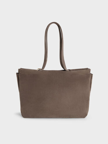 XL Zephyr Tassel Tote Bag, Stone Grey, hi-res
