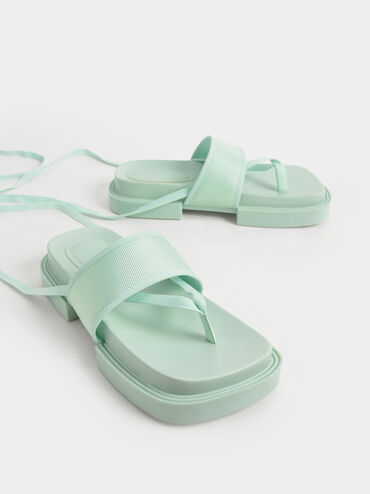 Alex Recycled Polyester Tie-Around Thong Sandals, Mint Green, hi-res