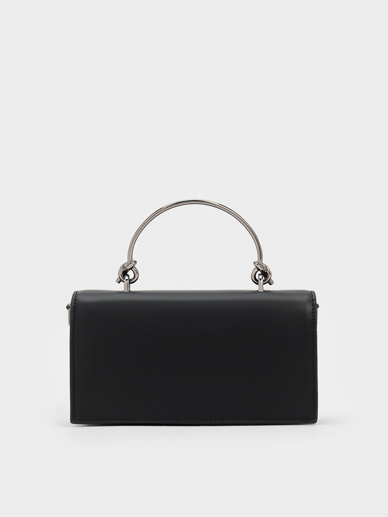 Kristine Sculptural-Handle Long Wallet, Noir, hi-res