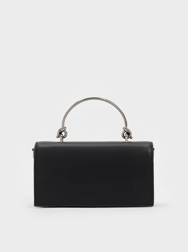 Kristine Sculptural-Handle Long Wallet, Noir, hi-res