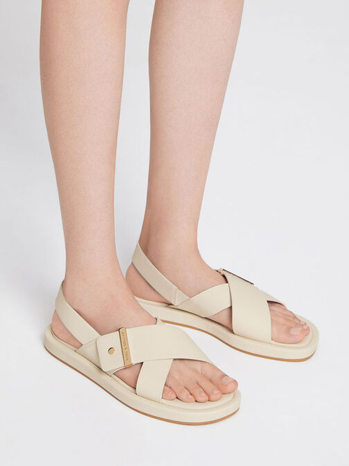 Crossover Back Strap Sandals, Chalk, hi-res