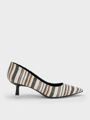 Emmy Spool Heel Striped Pumps, Multi, hi-res