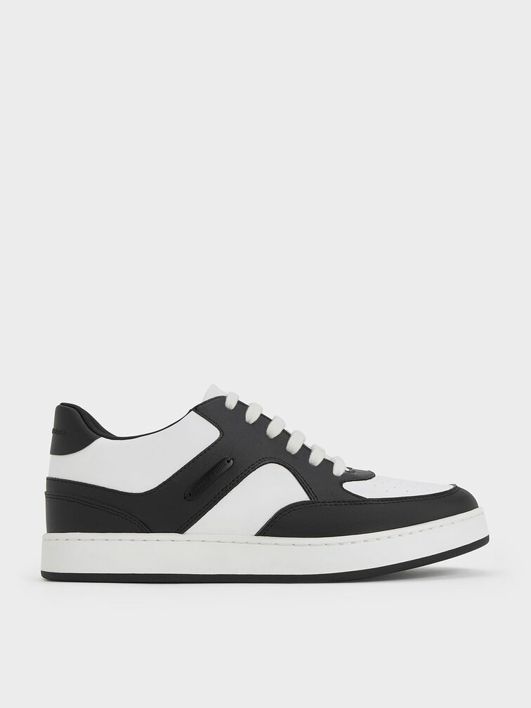 Two-Tone Low-Top Sneakers, Black, hi-res