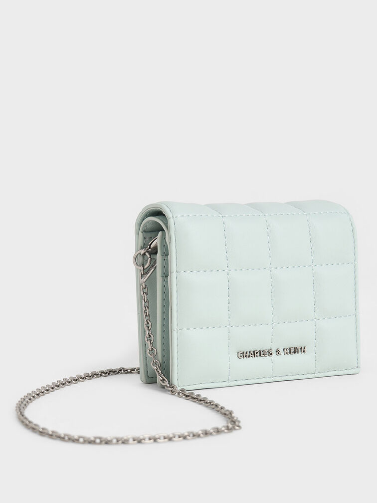 Cassia Quilted Chain-Handle Mini Wallet, Sage Green, hi-res