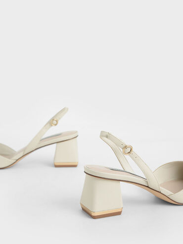 Katarina Trapeze Heel Slingback Pumps, Chalk, hi-res