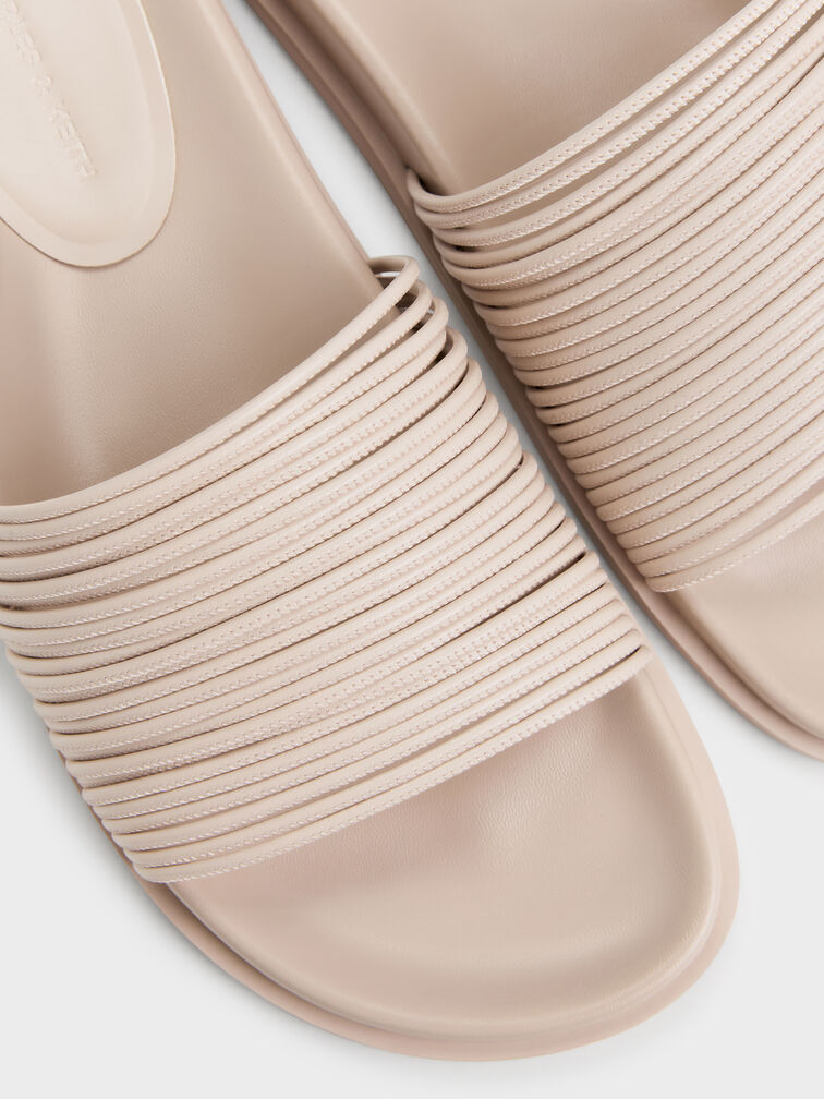 Fianna Strappy Slide Sandals, Beige, hi-res