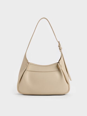 Clarice Pleated Shoulder Bag, Dusted Oat, hi-res