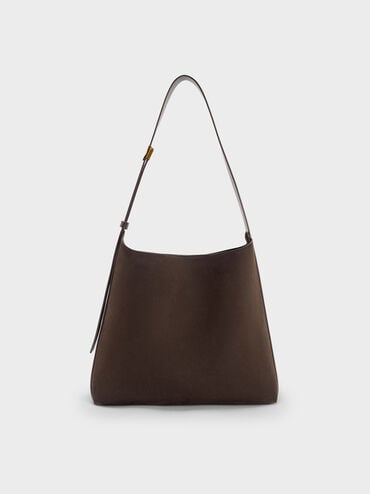 Edna Recycled Suede Tote Bag, Espresso Brown, hi-res