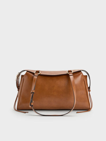 Haylen Braided-Charm Shoulder Bag, Distressed Tan, hi-res