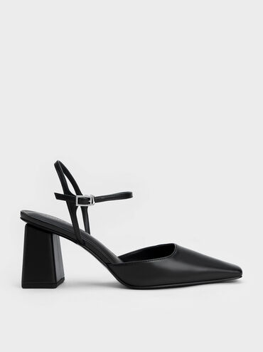 Tapered Block Heel Pumps, Black, hi-res