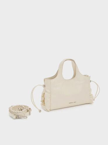 Quinby Ruched Tote Bag, Cream, hi-res