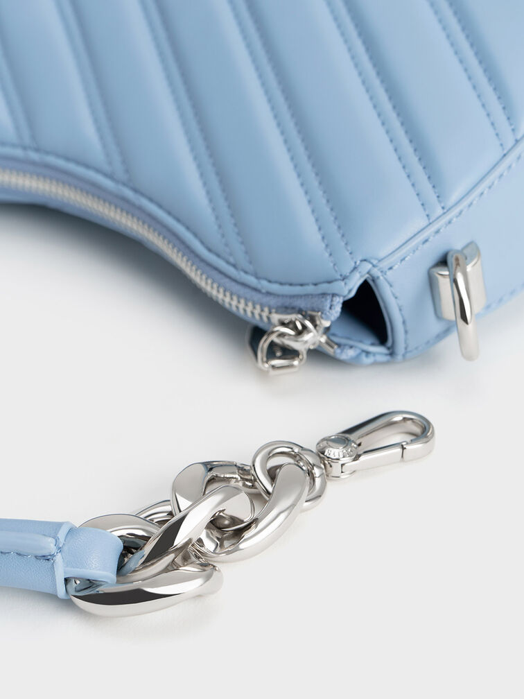 Freja Curved Panelled Bag, Light Blue, hi-res