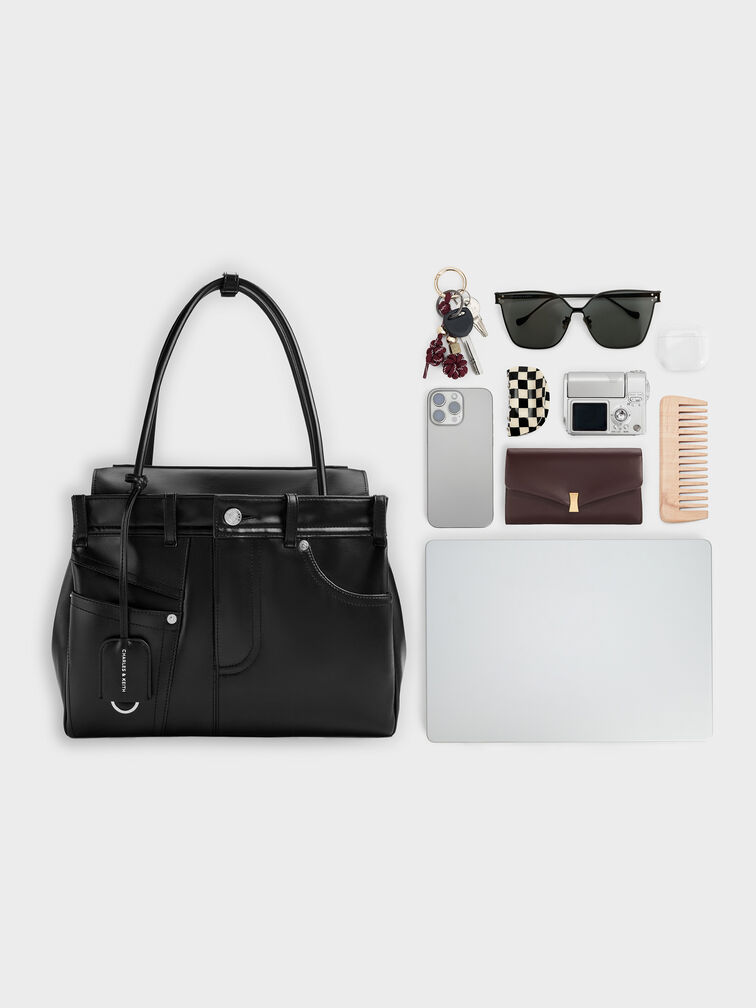 Arita Jeans Tote Bag, Noir, hi-res