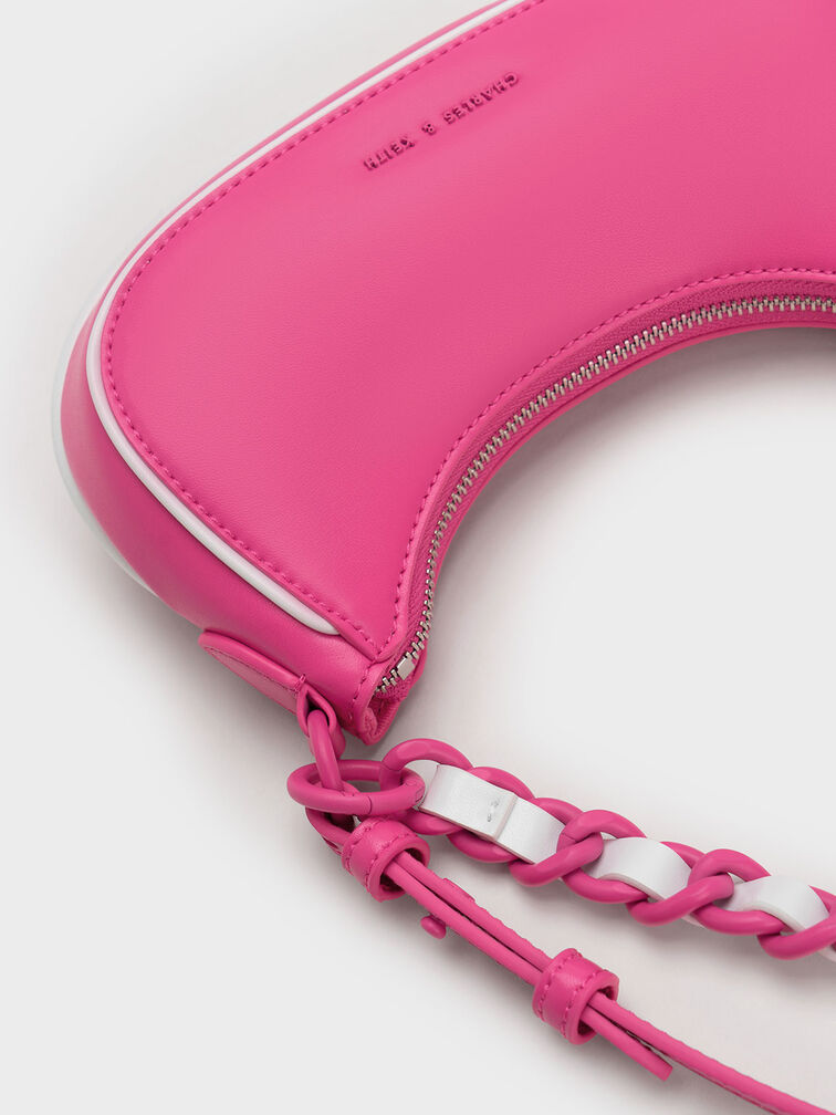 Alouette Curved Shoulder Bag, Fuchsia, hi-res