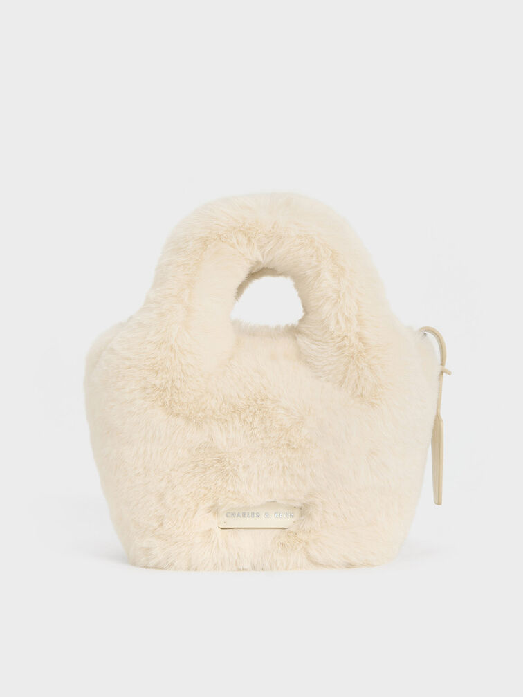 Yama Furry Chain-Handle Bag, Cream, hi-res
