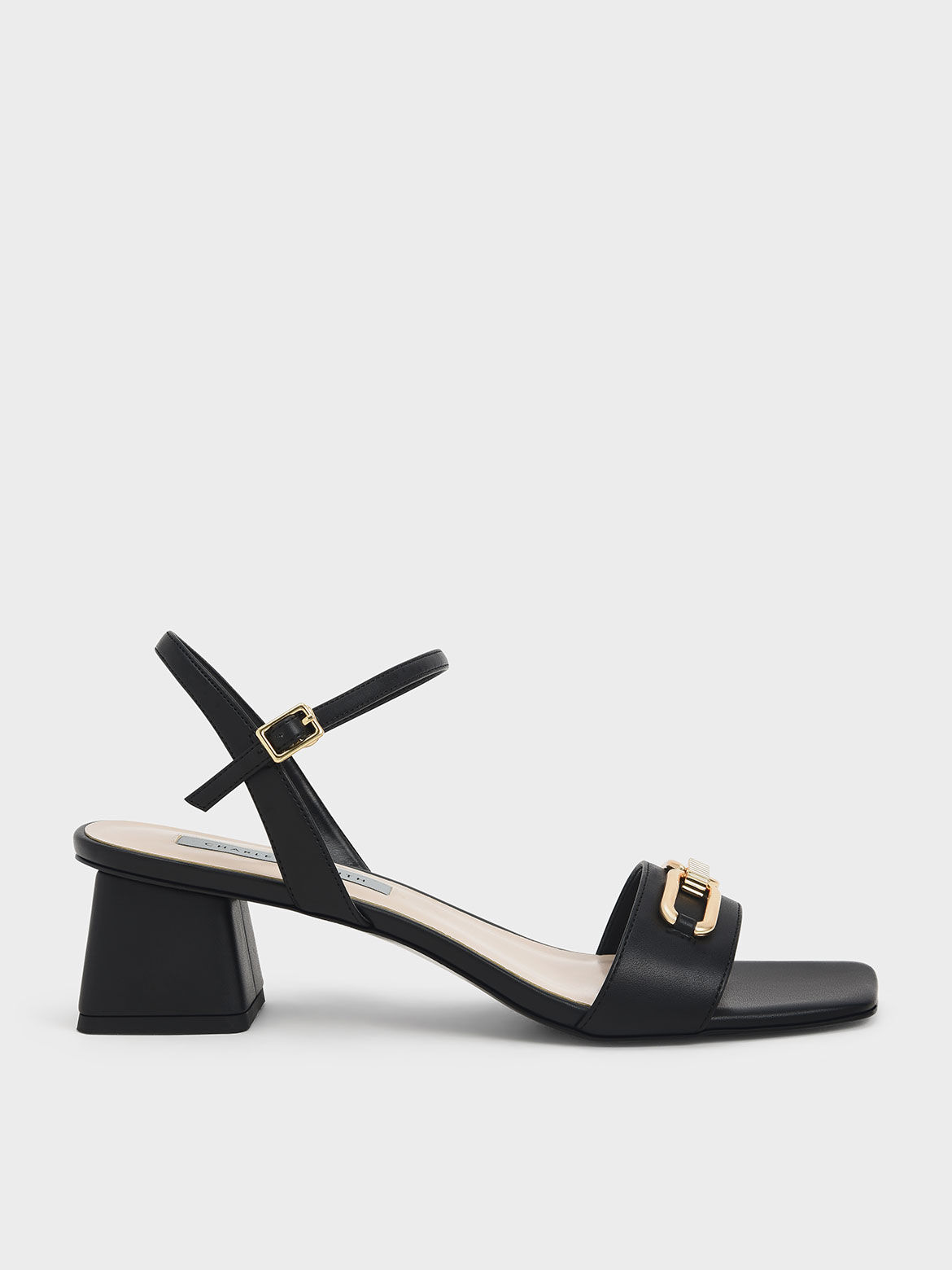 Black Chain Link Ankle Strap Sandals CHARLES KEITH IN