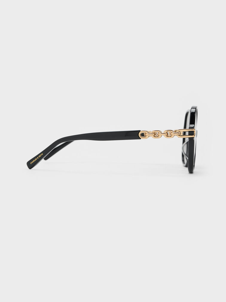 Delaney Recycled Acetate Chain-Link Butterfly Sunglasses, Black, hi-res