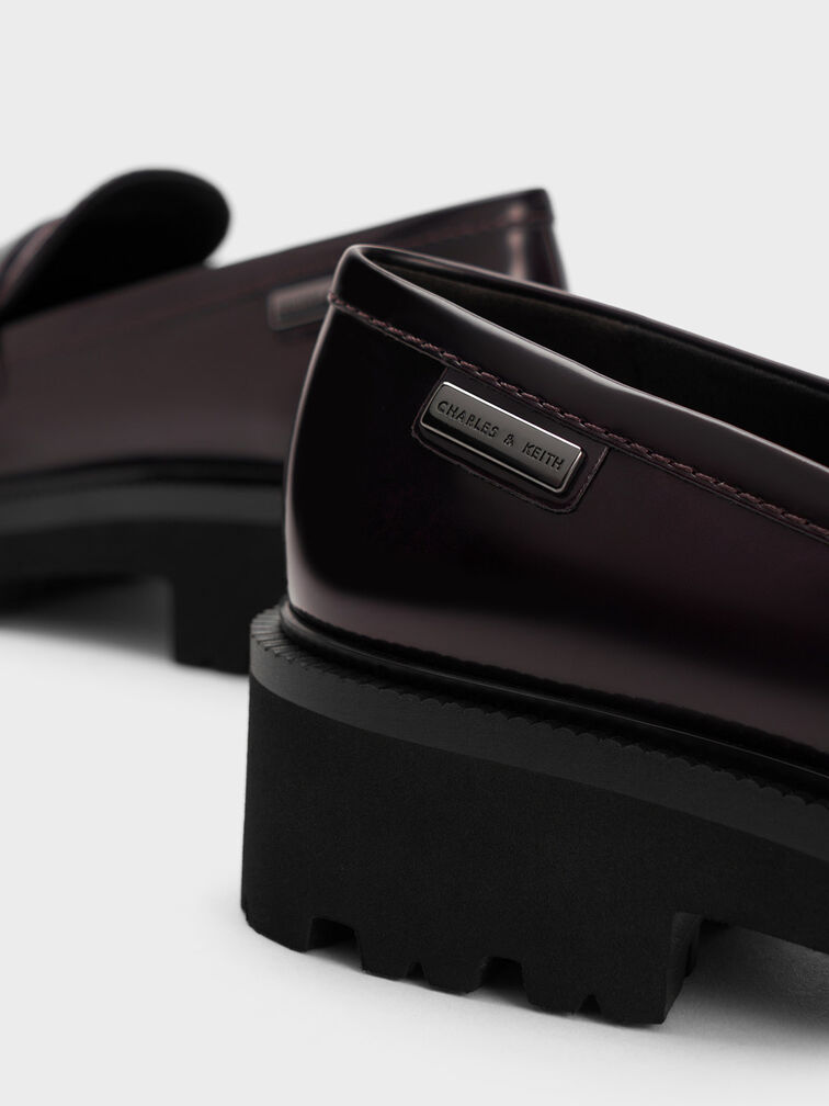 Remy Covered Ridge-Sole Loafers, Burgundy, hi-res