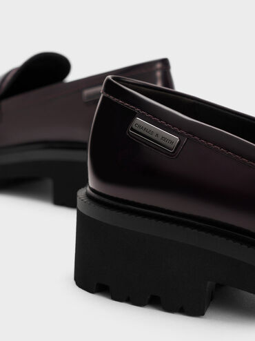 Remy Covered Ridge-Sole Loafers, Burgundy, hi-res