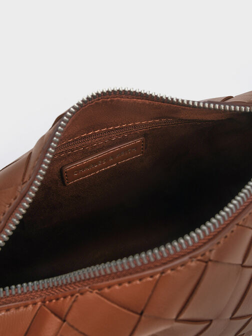 Ivette Woven Shoulder Bag, Chocolate, hi-res