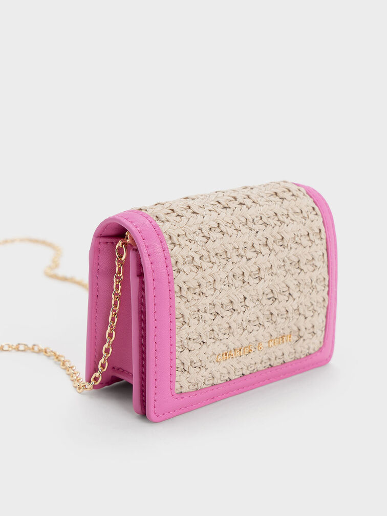 Micaela Woven Card Holder, Fuchsia, hi-res
