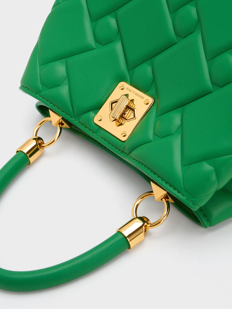 Tillie Quilted Top Handle Bag, Green, hi-res