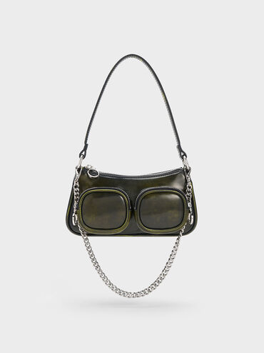 Letitia Chain-Link Shoulder Bag, Lime, hi-res