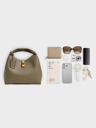 Chance Turn-Lock Bucket Bag, Deep Olive, hi-res