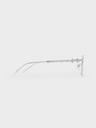 Paige Clear Rectangular Sunglasses, Silver, hi-res
