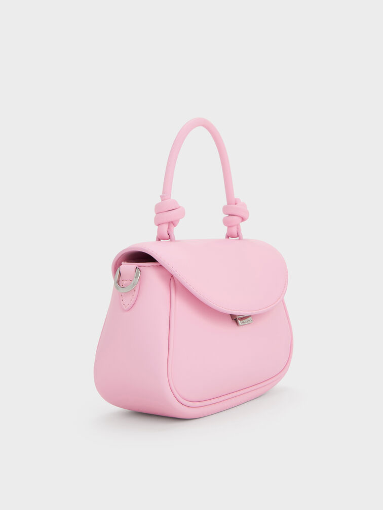 Sammie Knotted-Handle Front-Flap Bag, Bubble Gum Pink, hi-res