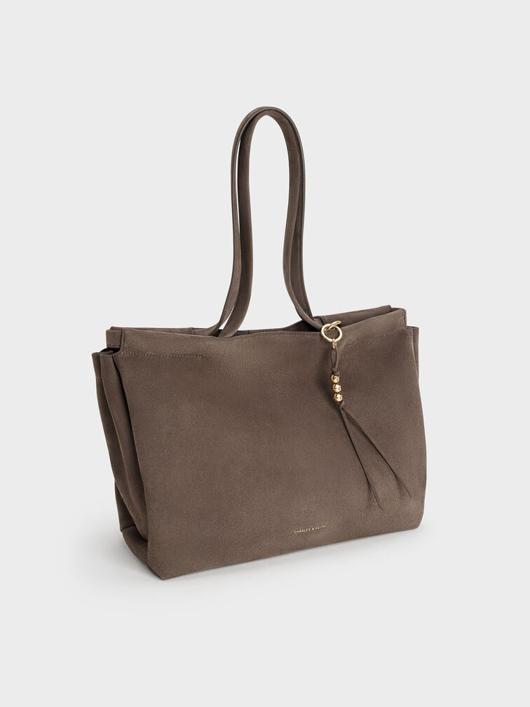 XL Zephyr Tassel Tote Bag, Stone Grey, hi-res