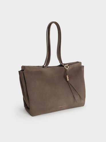 XL Zephyr Tassel Tote Bag, Stone Grey, hi-res