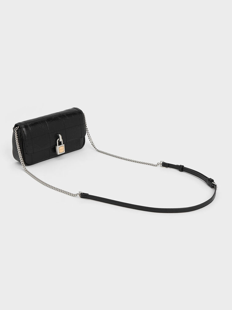 Suki Padlock Crossbody Bag, Noir, hi-res