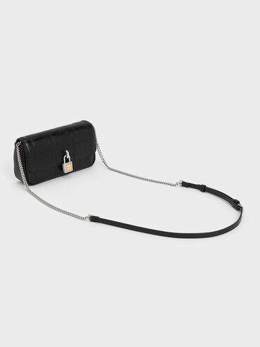 Suki Padlock Crossbody Bag, Noir, hi-res